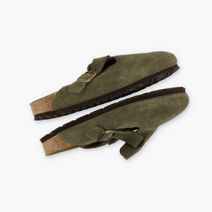 BIRKENSTOCK 'Boston' Green Suede Clogs (39/M6/L8)