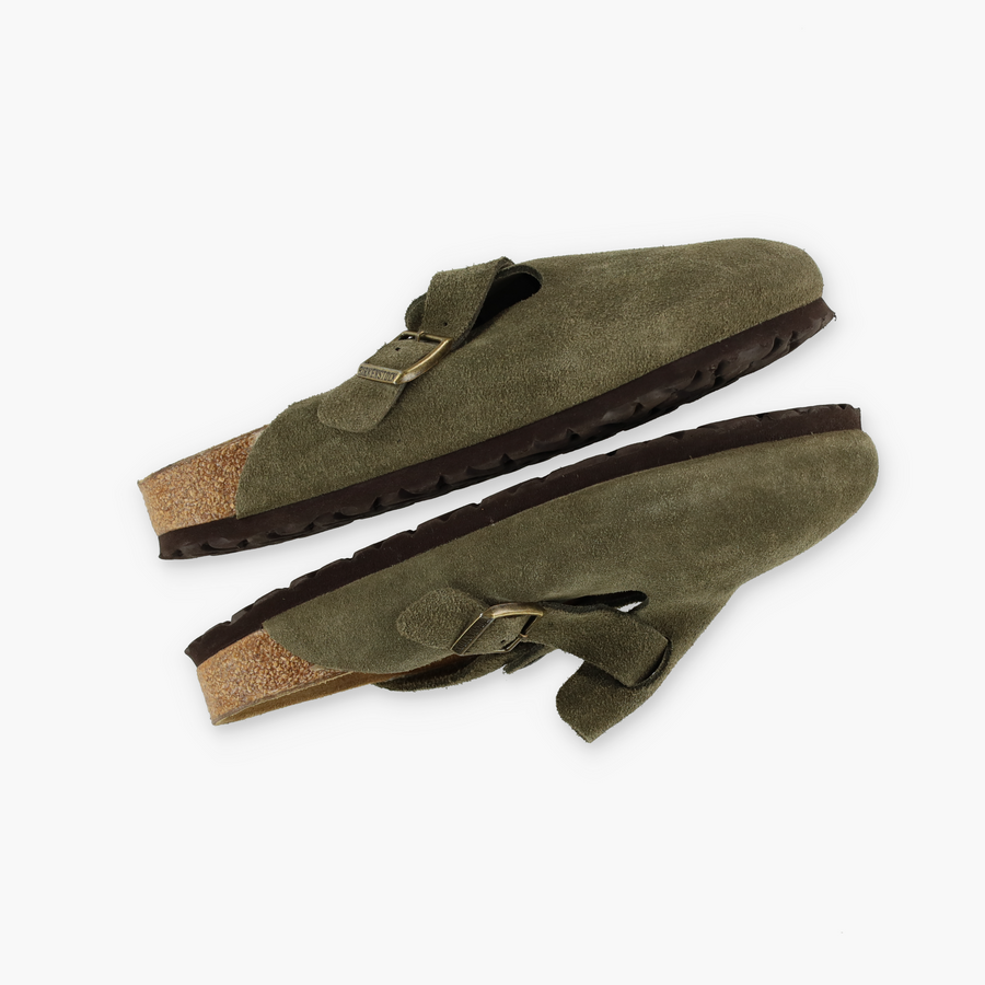 BIRKENSTOCK 'Boston' Green Suede Clogs (39/M6/L8)