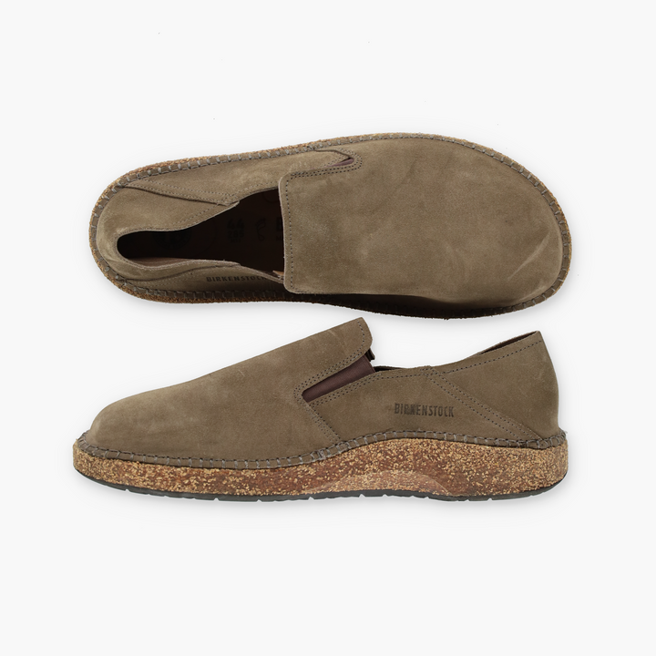 BIRKENSTOCK 'Callan' Taupe Suede Slip-On Shoes (44/M11)