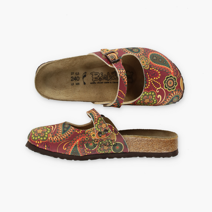 BIRKI'S BIRKENSTOCK 'Maria' Paisley Leather Mary Jane Clogs (37/M4/W6)