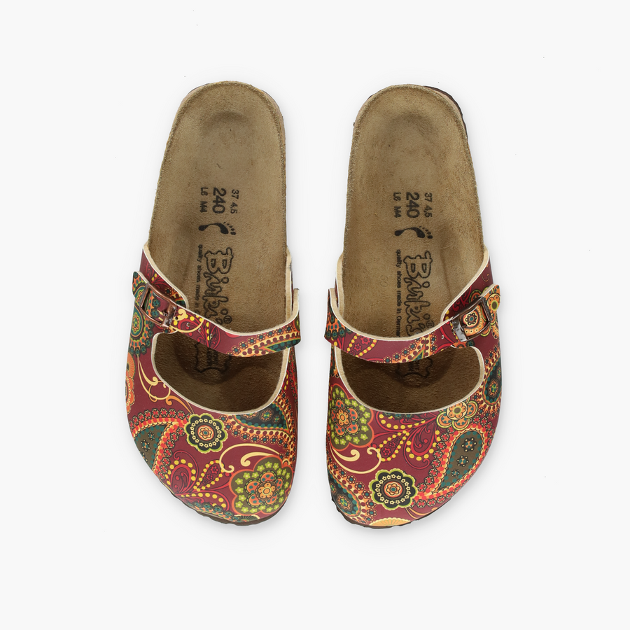 BIRKI'S BIRKENSTOCK 'Maria' Paisley Leather Mary Jane Clogs (37/M4/W6)