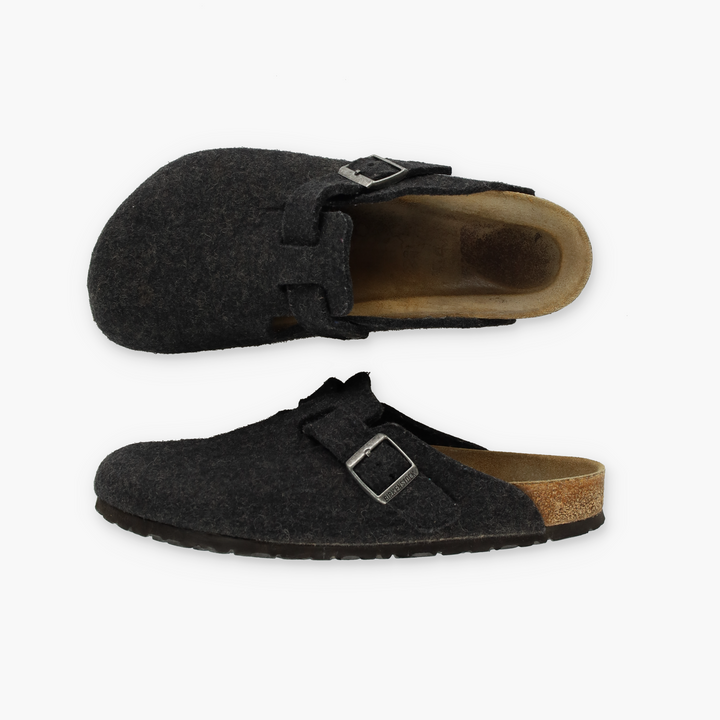 BIRKENSTOCK 'Boston' Dark Grey Wool Felt Clogs (43/M10)