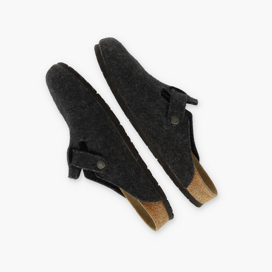 BIRKENSTOCK 'Boston' Dark Grey Wool Felt Clogs (43/M10)