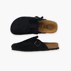 BETULA BIRKENSTOCK 'Boston' Black Suede Clogs (39/M6/L8)