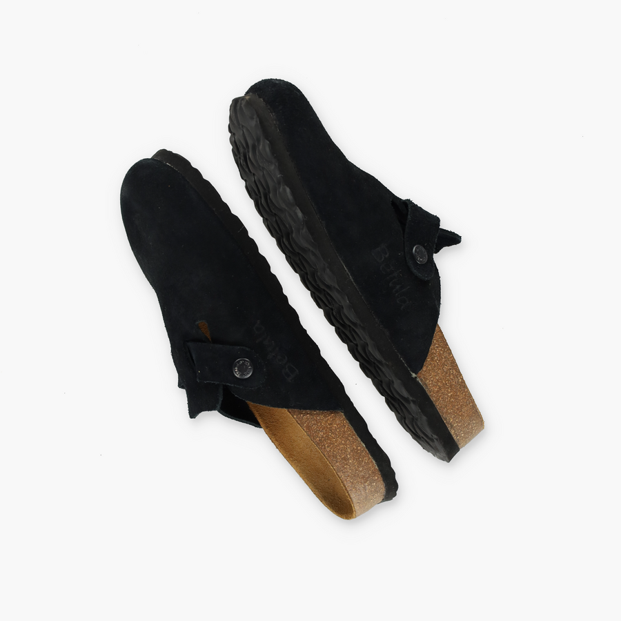 BETULA BIRKENSTOCK 'Boston' Black Suede Clogs (39/M6/L8)