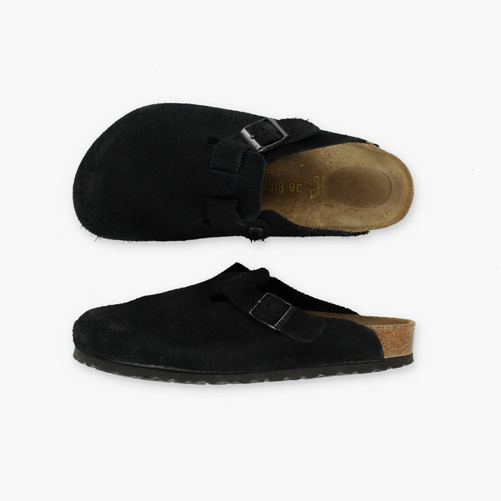 BIRKENSTOCK 'Boston' Black Suede Clogs (38/M5/L8)