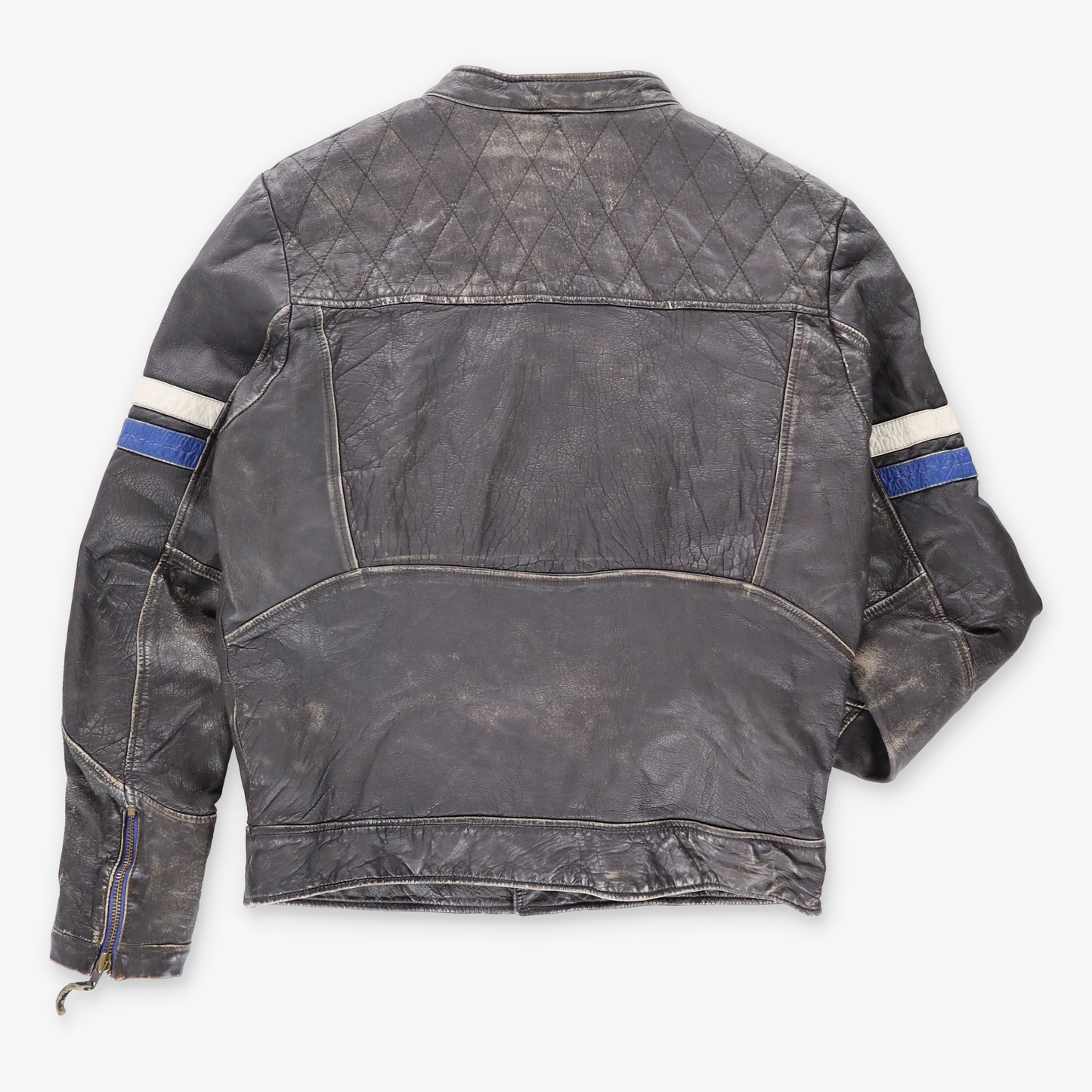 QUIKSILVER Y2K Leather Blue Stripe Vintage Motorcycle Jacket (M) Vintage Sole Melbourne