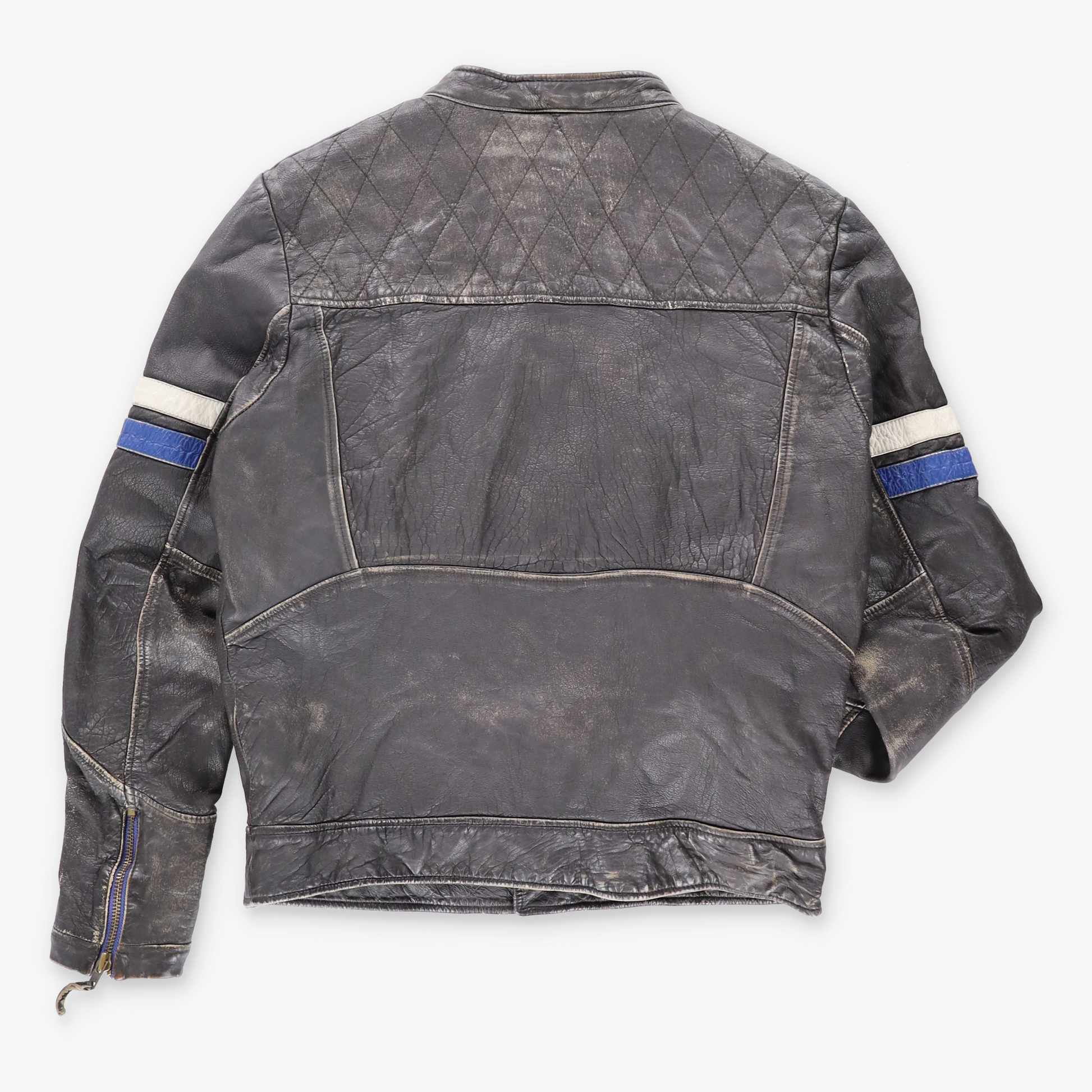 QUIKSILVER Y2K Leather Blue Stripe Vintage Motorcycle Jacket (M) Vintage Sole Melbourne