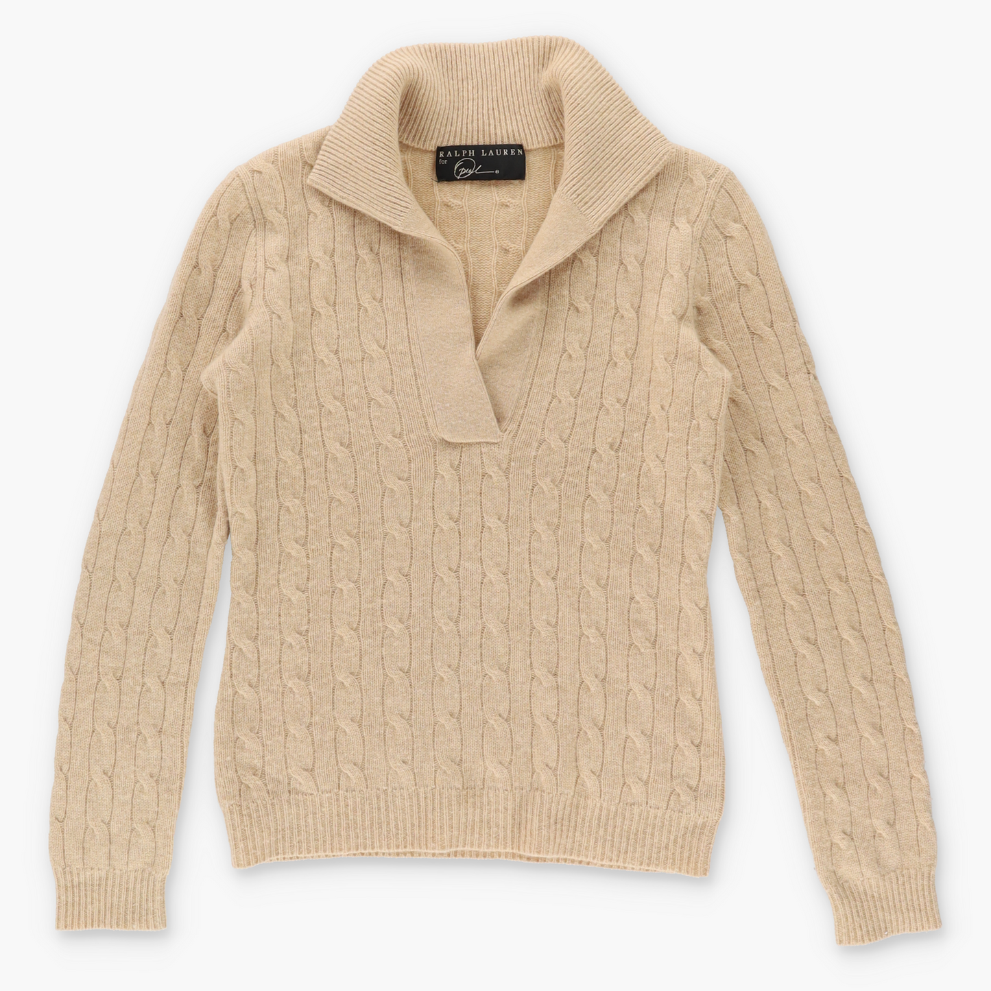 Vintage RALPH LAUREN 'for Oprah' Cashmere Cable Knit Beige V Neck Sweater (Women's M) Vintage Sole Melbourne