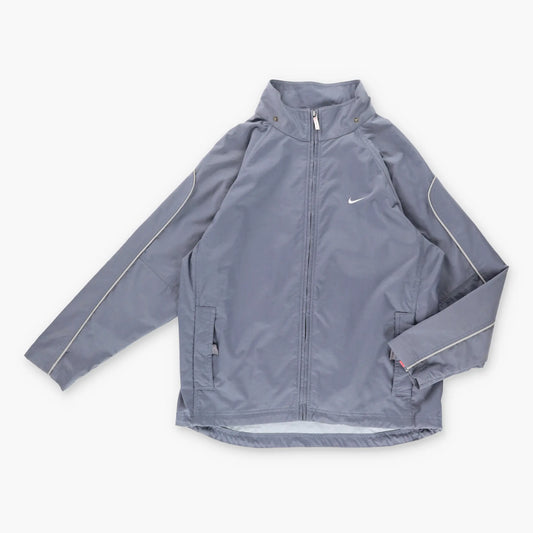 Vintage NIKE Embroidered Swoosh Grey & White Piping Zip Up Jacket (S-M)