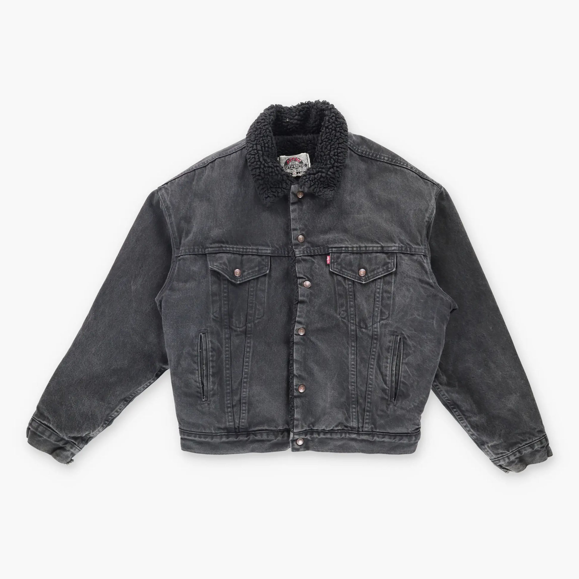 Vintage LEVIS Denim Sherpa Lined Black Jacket (L) *Aubs - Vintage
