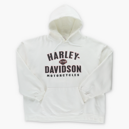 Vintage HARLEY DAVIDSON White Motorcycle Hooded Sweatshirt (XL-XXL) Vintage Sole Melbourne