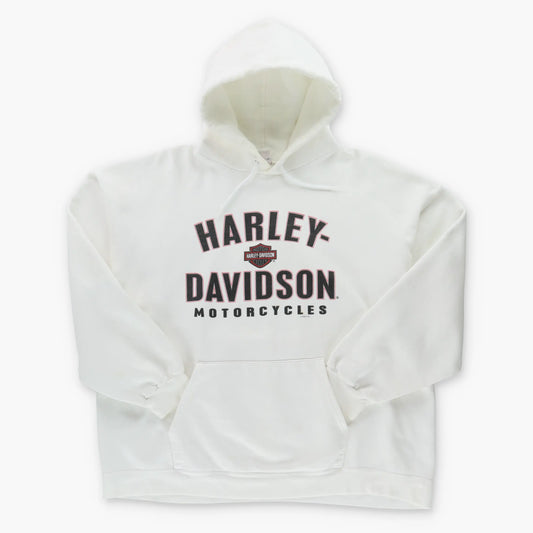 Vintage HARLEY DAVIDSON White Motorcycle Hooded Sweatshirt (XL-XXL)