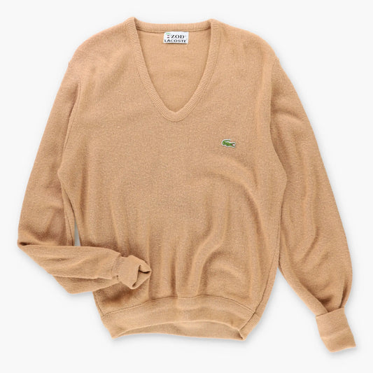 Vintage LACOSTE Izod Embroidered Logo Tan Knit Sweater (L)
