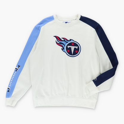Vintage STARTER Tennessee Titans NFL Embroidered White & Blue Football Sweatshirt (L) Vintage Sole Melbourne