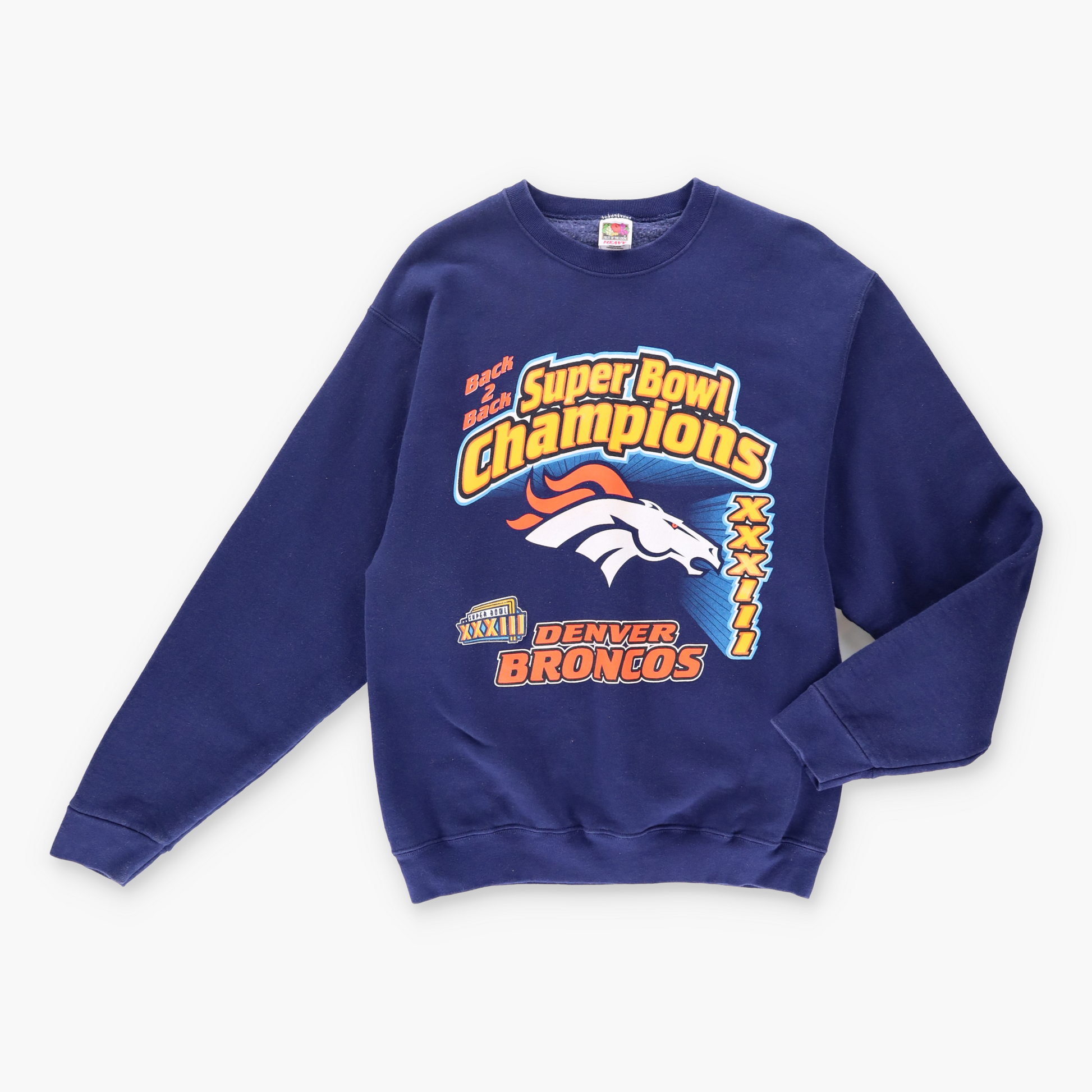 Vintage 1999 Denver Broncos Super Bowl XXXIII "Back 2 Back" Champions Navy Sweatshirt (L) Vintage Sole Melbourne