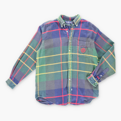 Vintage RALPH LAUREN Embroidered Pocket Plaid Flannel Button Up Shirt (L) Vintage Sole Melbourne