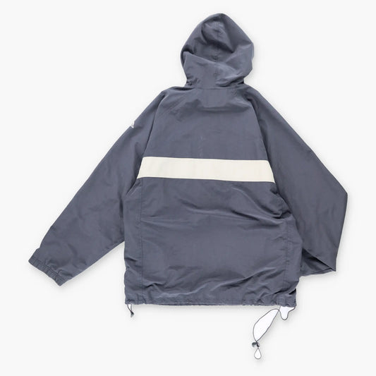 Vintage ADIDAS Spell Out Logo Grey & Red Pull Over Embroidered Windbreaker (L)