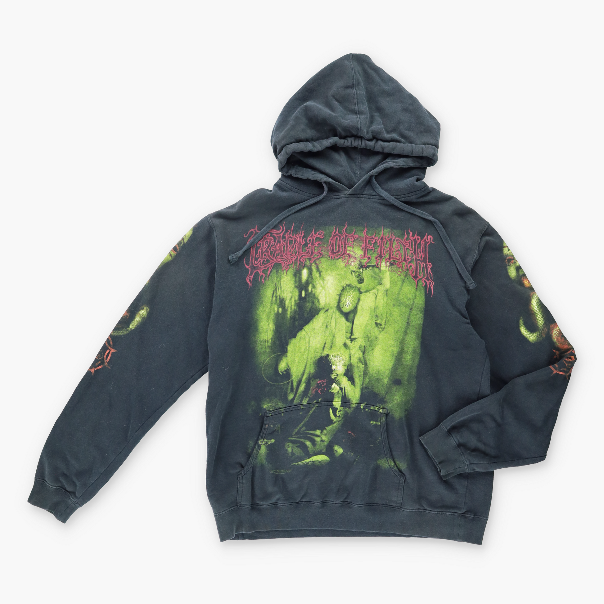 Vintage Y2K Cradle Of Filth Grunge Black & Green Metal Band Hooded Sweatshirt (L) Vintage Sole Melbourne