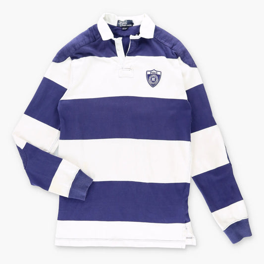 Vintage POLO RALPH LAUREN Stripe USA Made Navy & White Rugby Sweatshirt (L)