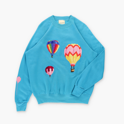 Cross Stitch Rainbow Hot Air Balloons ST JOHN'S BAY Sweatshirt USA Made (Women's L)
