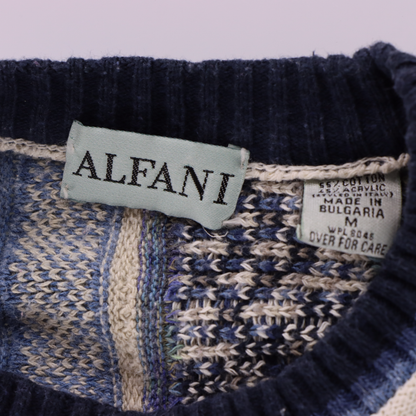 ALFANI Coogi Style Cool Tone Blue Knit Sweater (M)