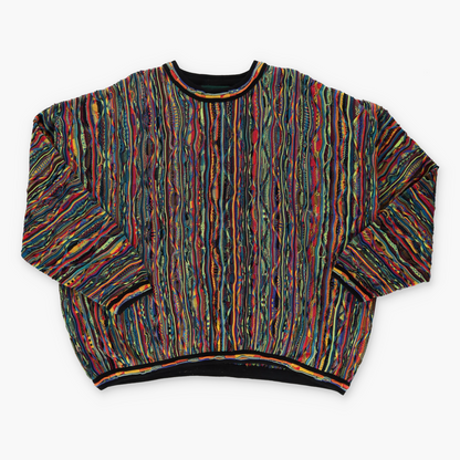 TUNDRA Coogi Style Bright Multicoloured Canada Made Knit Sweater (4XL)
