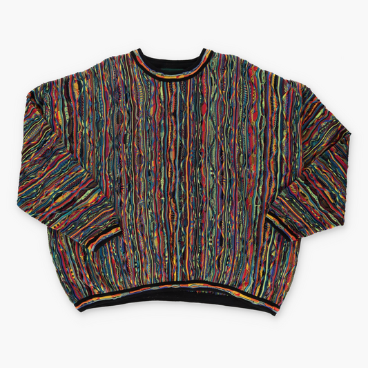 TUNDRA Coogi Style Bright Multicoloured Canada Made Knit Sweater (4XL)