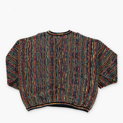 TUNDRA Coogi Style Bright Multicoloured Canada Made Knit Sweater (4XL)