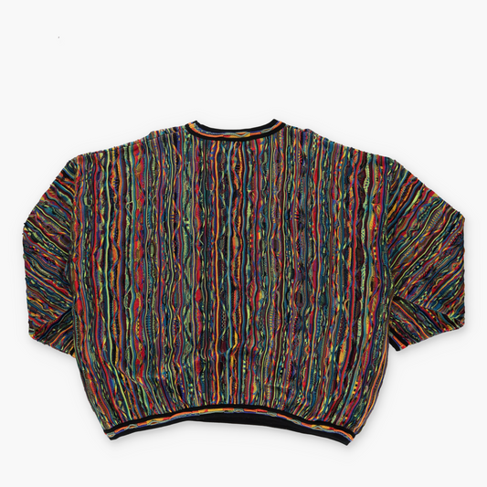 TUNDRA Coogi Style Bright Multicoloured Canada Made Knit Sweater (4XL)