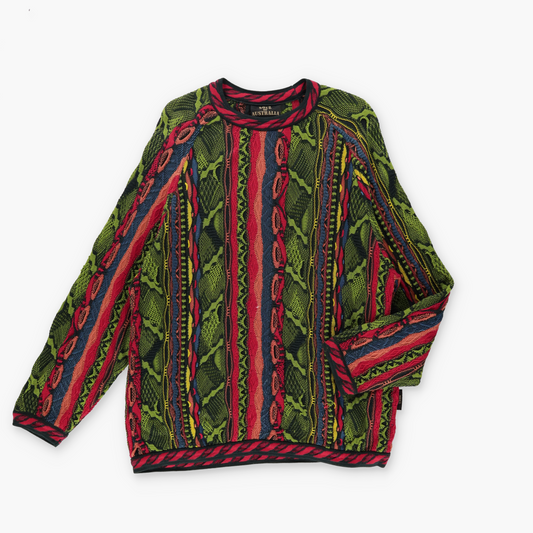 SOUL OF AUSTRALIA Coogi Style Bright Multicoloured Australian Made Knit Sweater (L)