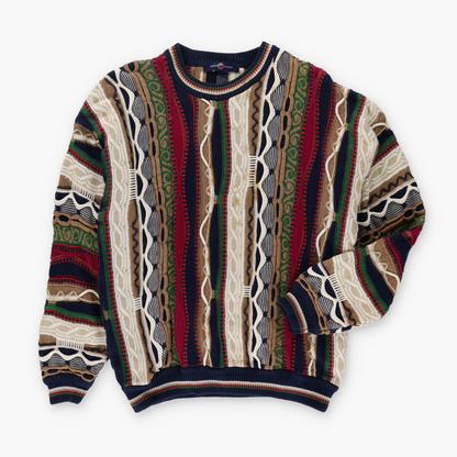 COTTON TRADERS Coogi Style Multicoloured 3D Knit Sweater (L)