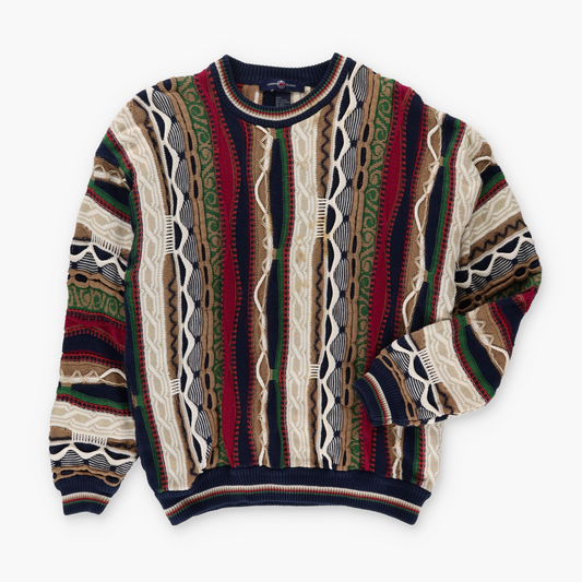 COTTON TRADERS Coogi Style Multicoloured 3D Knit Sweater (L)