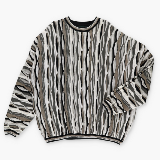 TUNDRA Coogi Style Brown Canada Made Knit Sweater (XXXL Tall)