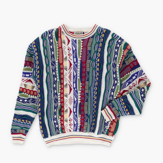 COTTON TRADERS Coogi Style Multicoloured Knit Sweater (M-L)
