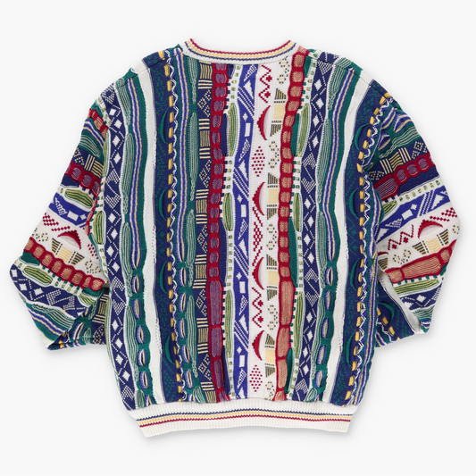 COTTON TRADERS Coogi Style Multicoloured Knit Sweater (M-L)