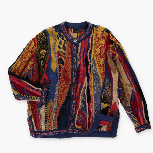 RIGIDIGE Coogi Style Pure Merino Wool Button Up Australian Made Cardigan Sweater (XL)
