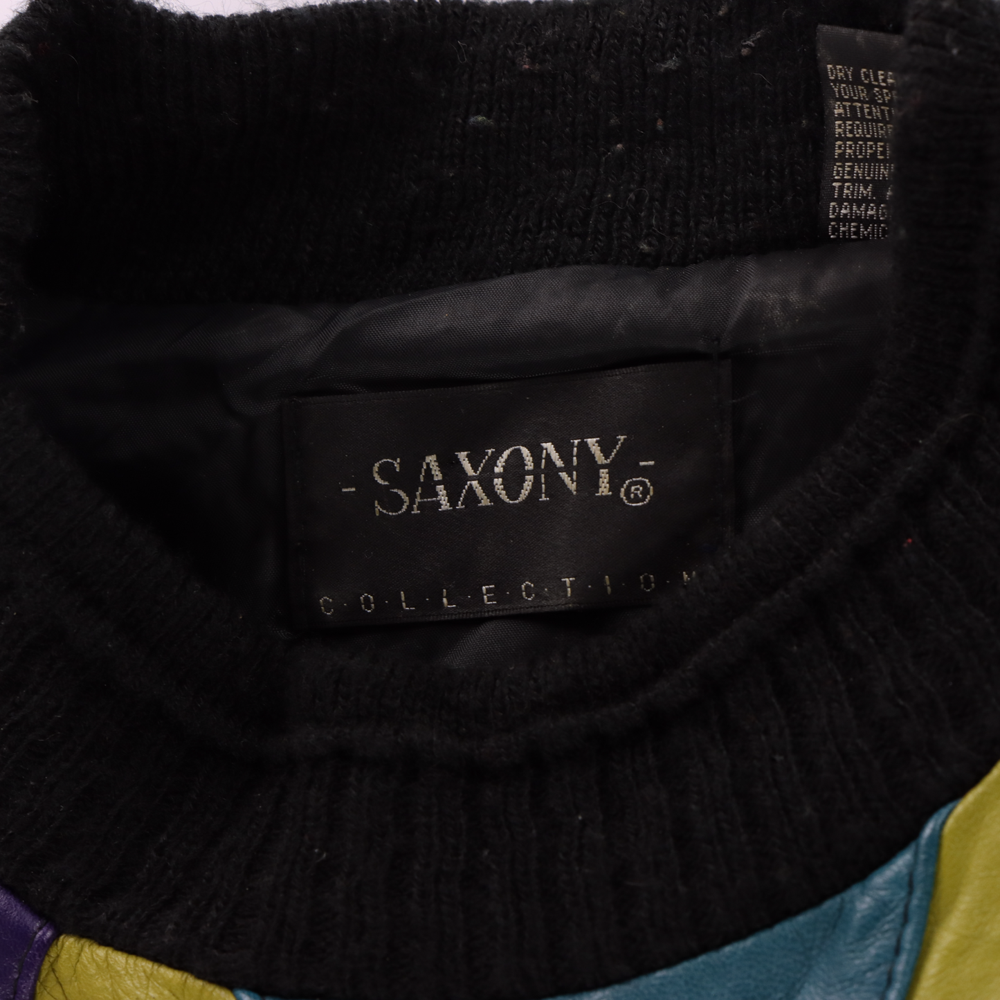 SAXONY Coogi Style Genuine Leather & Multicoloured Knit Sweater (M-L)