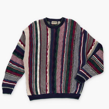 COTTON TRADERS Coogi Style Cool Toned Multicoloured Knit Sweater (XL-XXL)