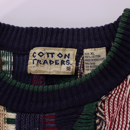 COTTON TRADERS Coogi Style Cool Toned Multicoloured Knit Sweater (XL-XXL)