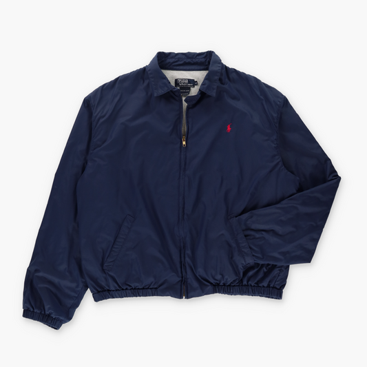 RALPH LAUREN POLO Navy & Red Embroidered Logo USA Made Windbreaker Jacket (L)