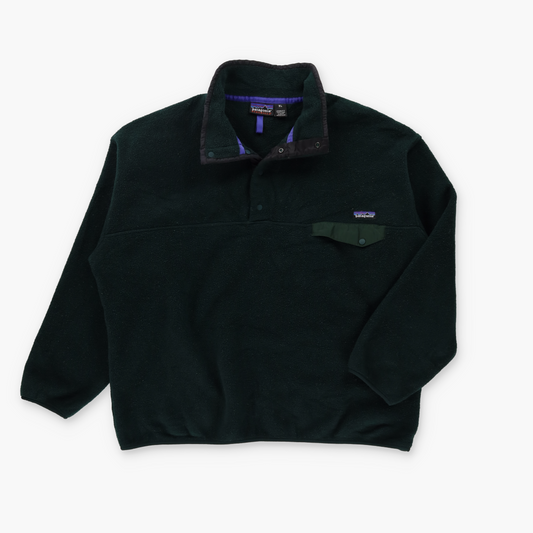 PATAGONIA 'Synchilla' Hunter Green & Black 1/4 Snap Fleece Sweatshirt (XL)