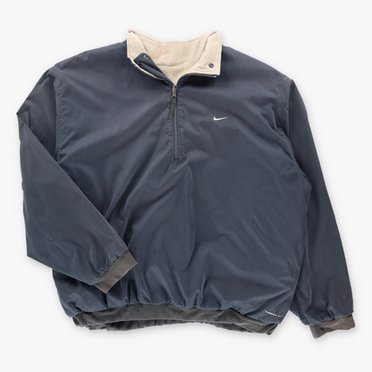 Vintage NIKE Golf 'Therma-Fit' Reversible Beige Fleece & Black Windbreaker 1/2 Zip Pullover Jacket (L) ***COCO Vintage Sole Melbourne