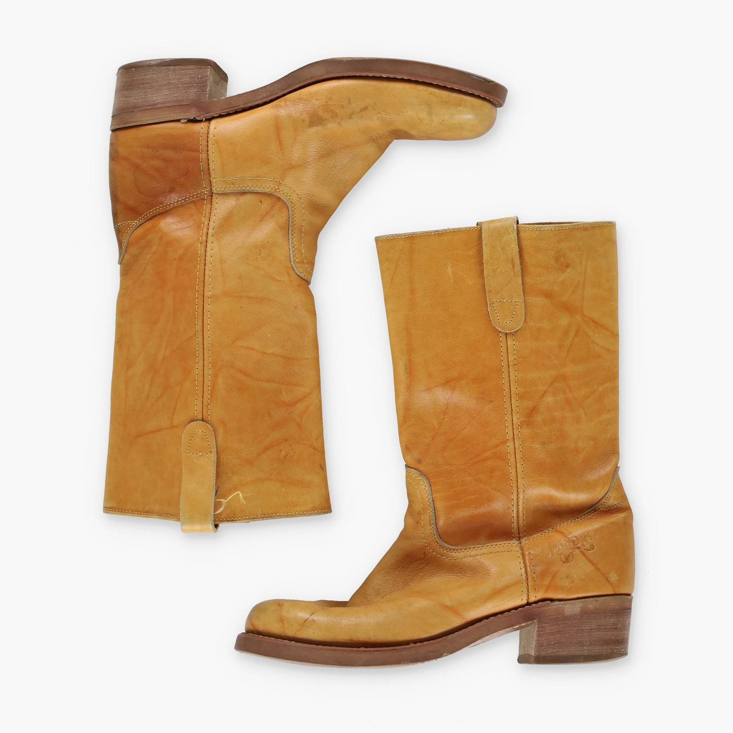 BILTRITE 'Frye Style' Yellow Square Toe Campus Boots (12)