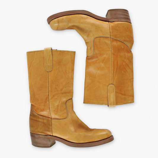 BILTRITE 'Frye Style' Yellow Square Toe Campus Boots (12)