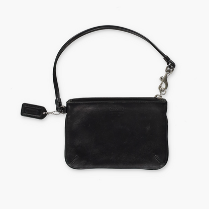 COACH Black Smooth Leather Wristlet Purse Bag