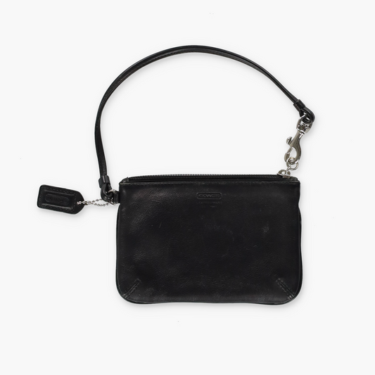 COACH Black Smooth Leather Wristlet Purse Bag