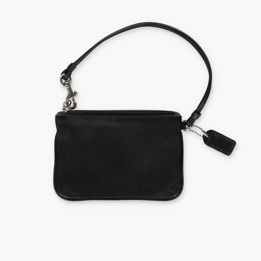COACH Black Smooth Leather Wristlet Purse Bag
