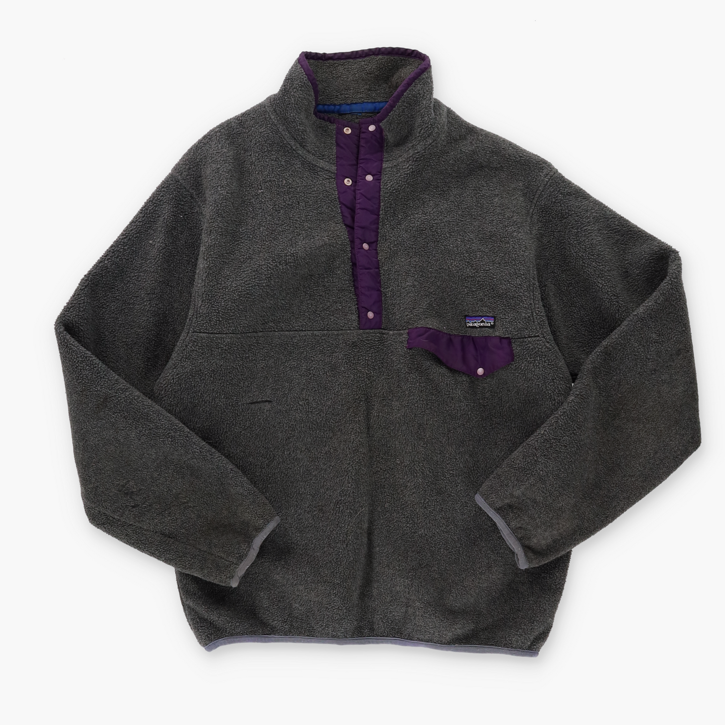 PATAGONIA Grey & Purple 1/4 Snap Fleece Sweatshirt (M)