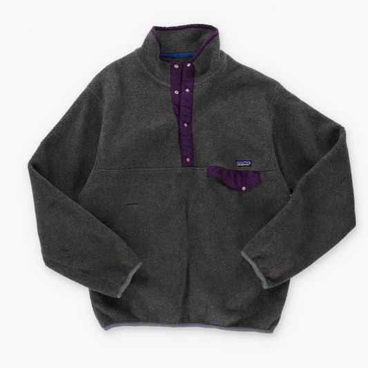 PATAGONIA Grey & Purple 1/4 Snap Fleece Sweatshirt (M)
